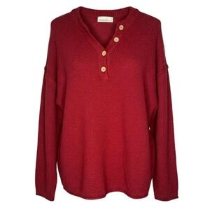 Zenana Women's waffle Knit Oversized Long Sweater‎ Red size Small/Medium minimal